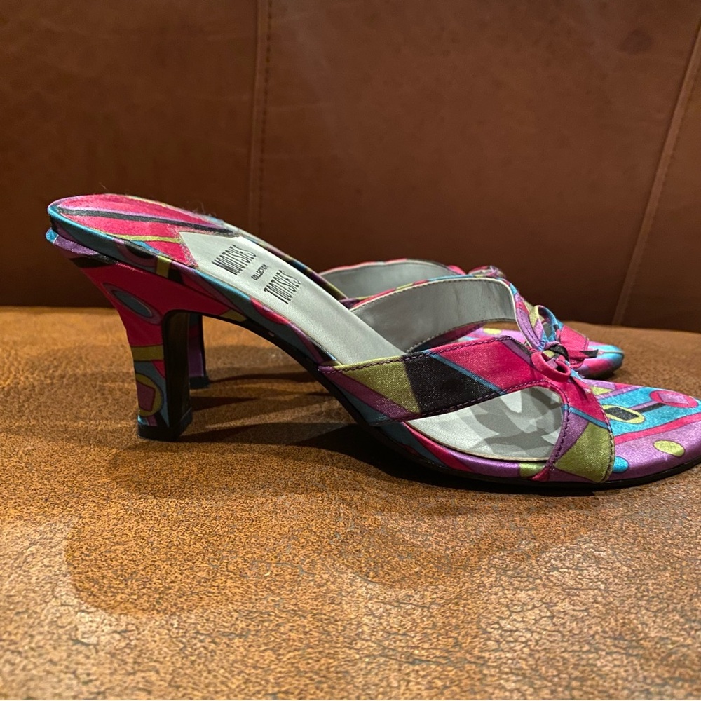 Mootsies Tootsies Multicolor Bow Slides Mules Size 7 - Picture 2 of 7